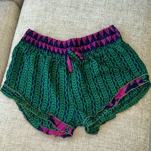 Green and Pink Patterned Shorts